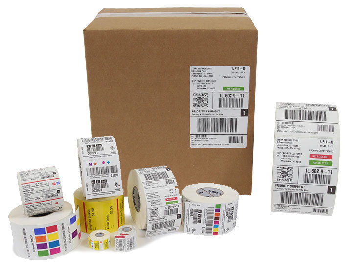 Asset management labels by Zebra for warehouse shipping